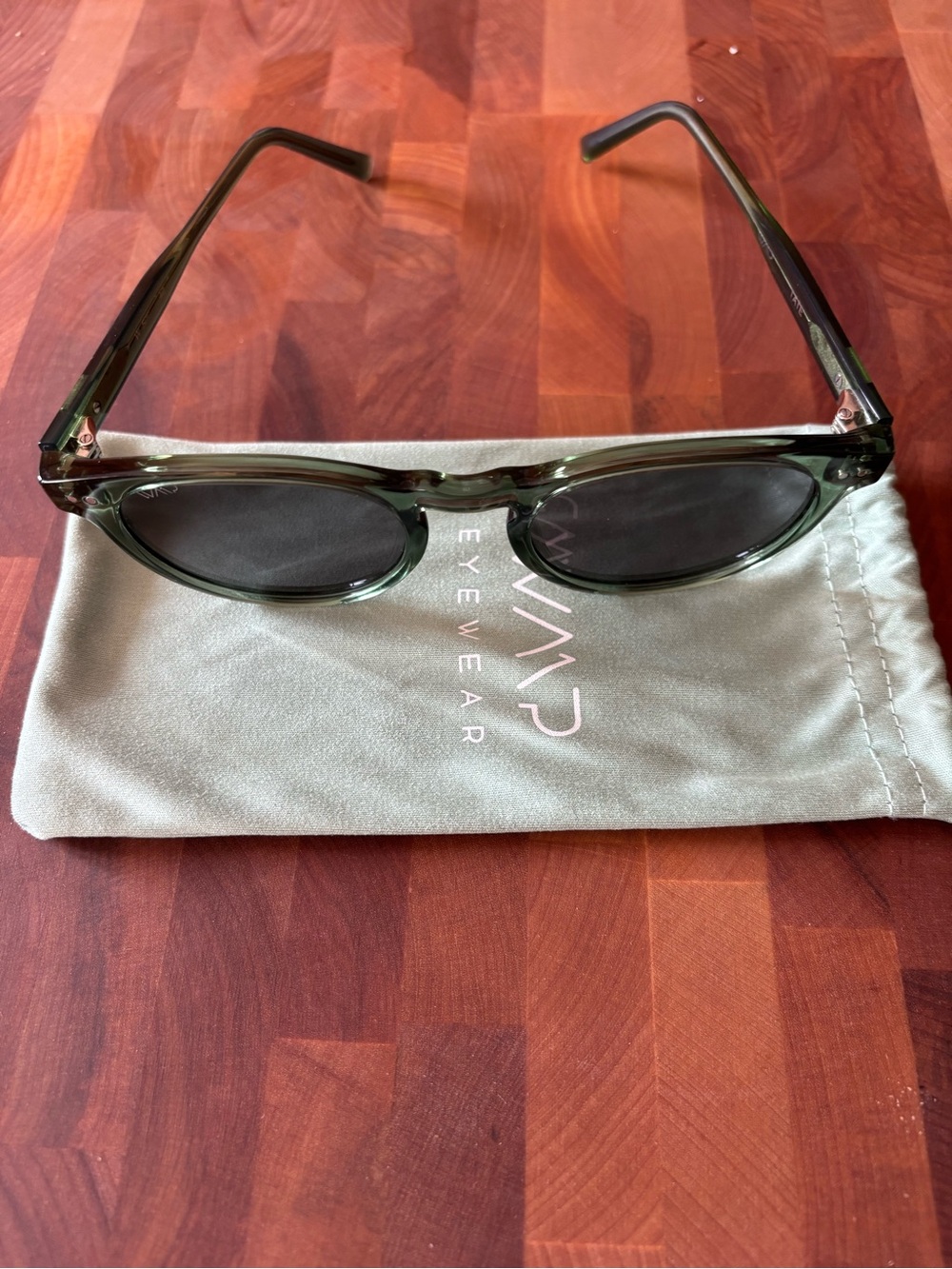 WMP Women's Translucent Olive Green Frame Sunglasses with Dark Lenses